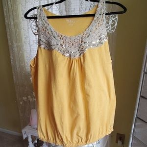 100% cotton Gold/Yellow tank top with gold sequins